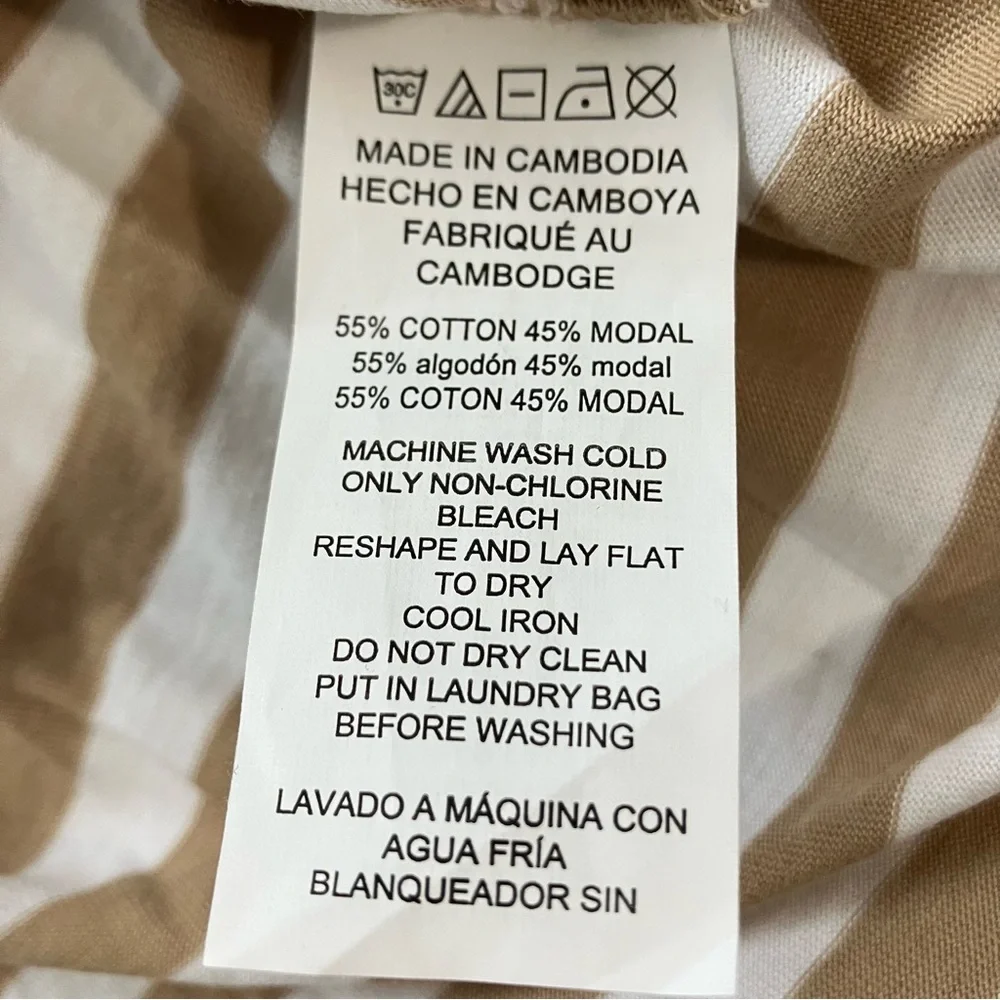 Michael Kors Tand and White Striped Tshirt Size Large - Picture 5 of 7